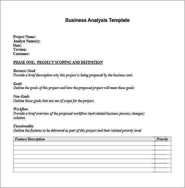 7 Business Analysis Templates 1364