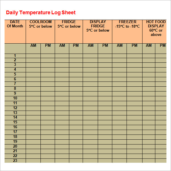 Log Sheet Template 9 Download Free Documents In Pdf Word Excel