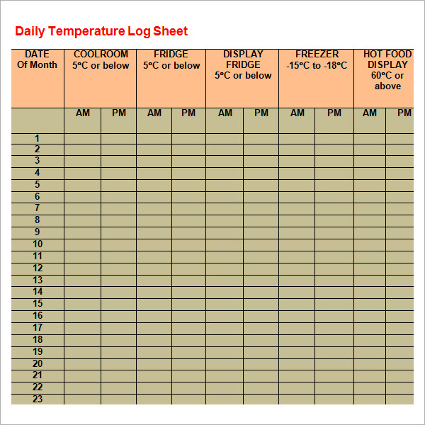 Log Sheet Template 9 Download Free Documents In PDF Word Excel