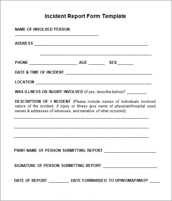 Printable Incident Report Template Word Customize and Print