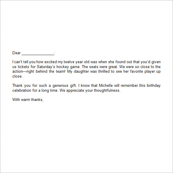 Thank You Gift Letter Template