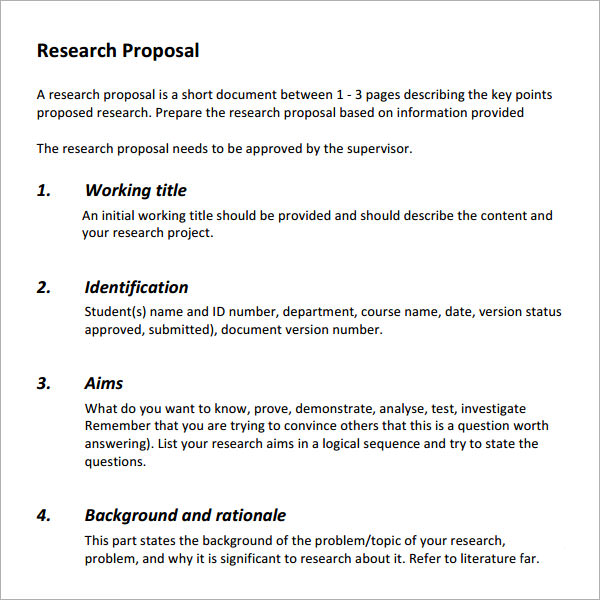 Proposal sample research Free Download: