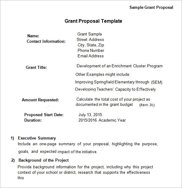 how to write a project proposal for funding sample