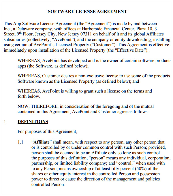 Software License Agreement 9  Free PDF DOC Download