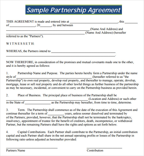 Sample Partnership Agreement 13  Free Documents Download in PDF Doc