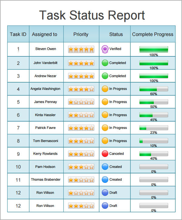 Sample Status Report Template 7 Free Documents Download In Word Pdf