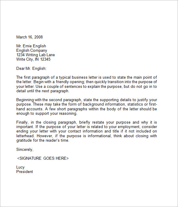 7+ Business Letter Sample