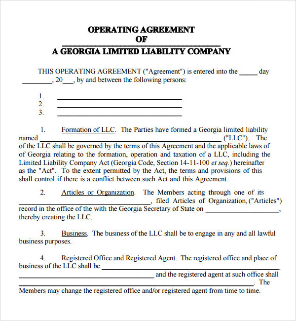 Operating Agreement 7 Free PDF DOC Download