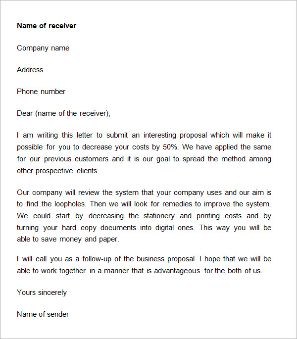 Cover letter proposal writer