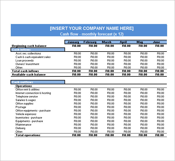 Business Cash Flow Template Excel