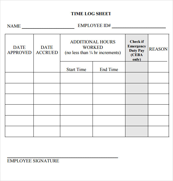 Time Log Template 14 Download Documents In PDF Word