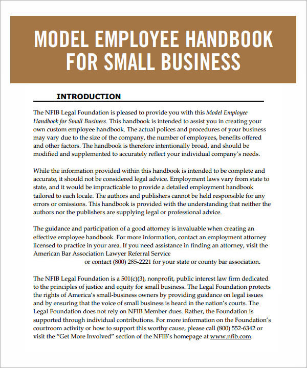 Employee Handbook Template 6 Free Pdf , Doc Download