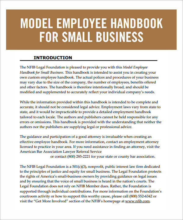 Employee Handbook Template 6 Free Pdf Doc Download