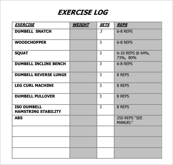 Workout Log Example