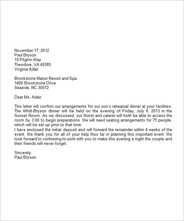 sample formal business letter