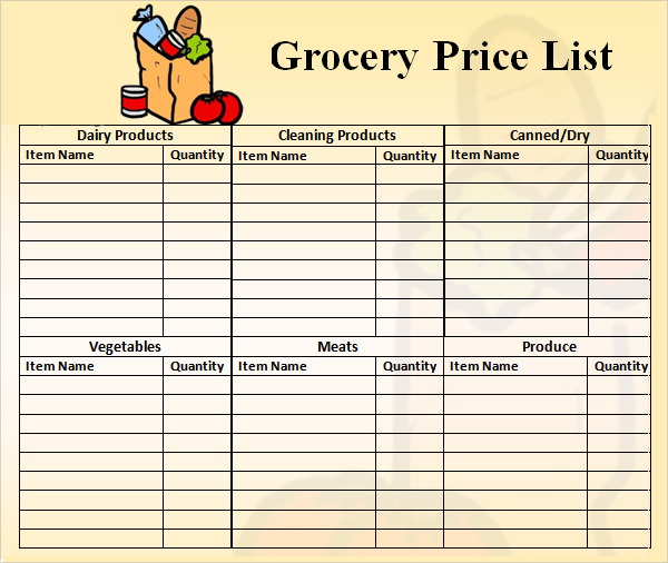 Price List Template - 9+ Download Free Documents in PDF, Word, Excel