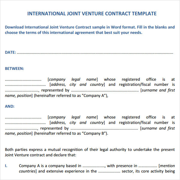 Joint venture business proposal