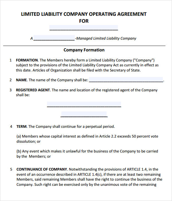 Holding Company Operating Agreement Template