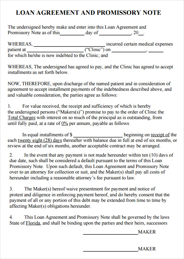 Promissory Note Loan Template