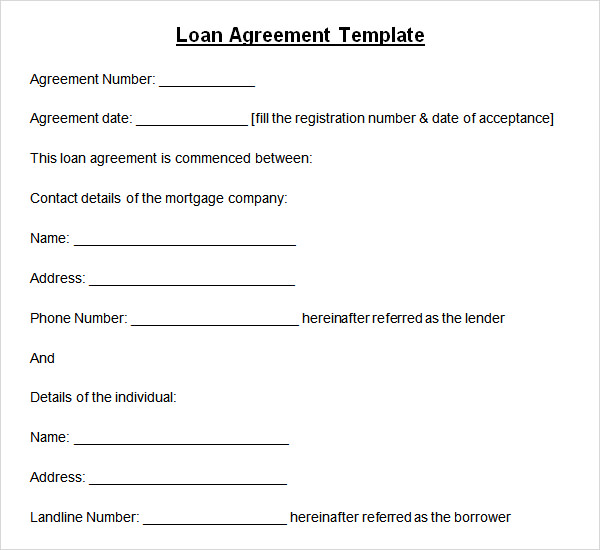 loan agreement template microsoft