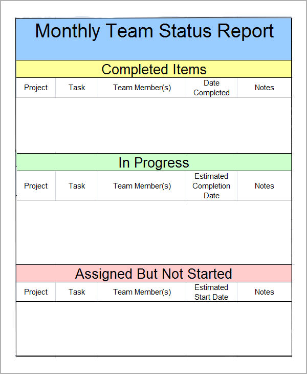 Weekly Team Status Report Template