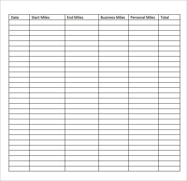 Mileage Log Template outofdarkness