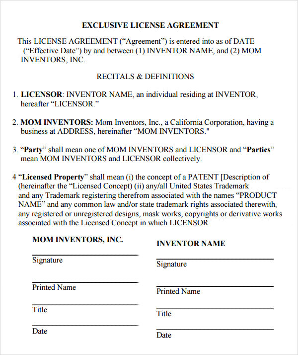 Sample License Agreement Template 9+ Free Documents in PDF, DOC