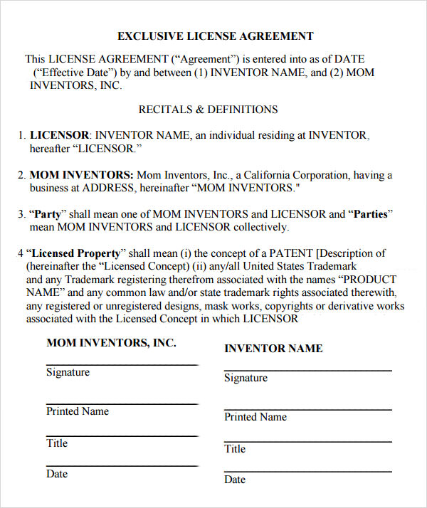 Sample License Agreement Template 9  Free Documents in PDF DOC