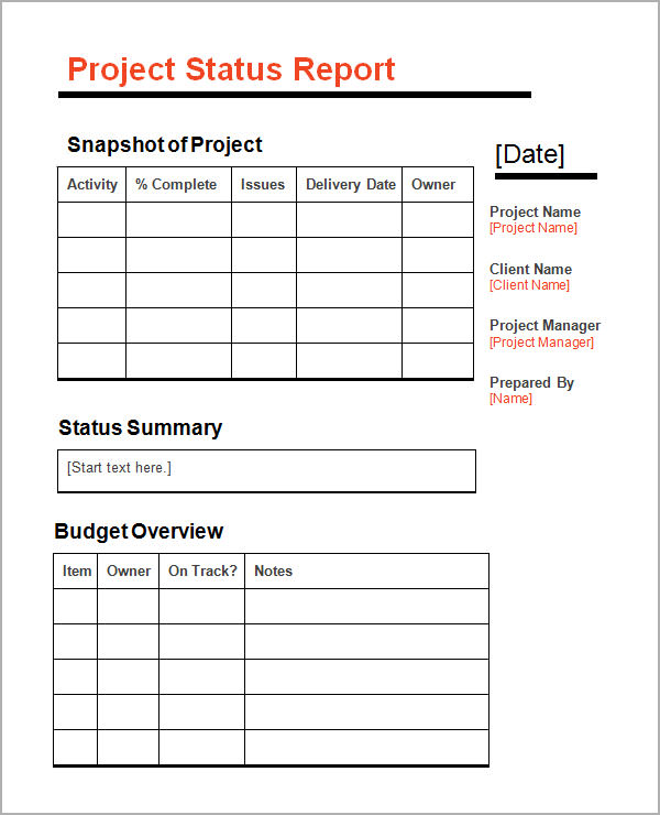 Project Status Report Form Fill Out And Sign Printable Pdf Template Sexiz Pix