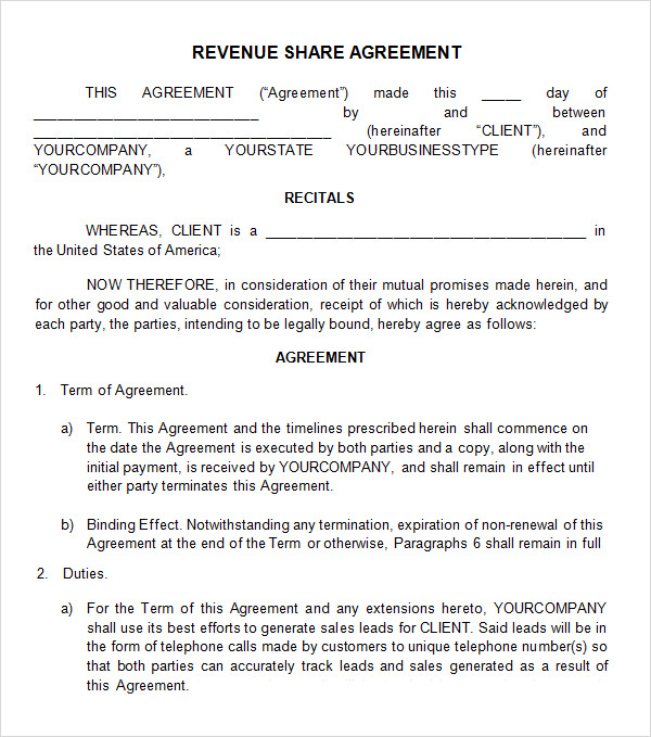 Profit Sharing Agreement 7+ Free PDF , DOC Download