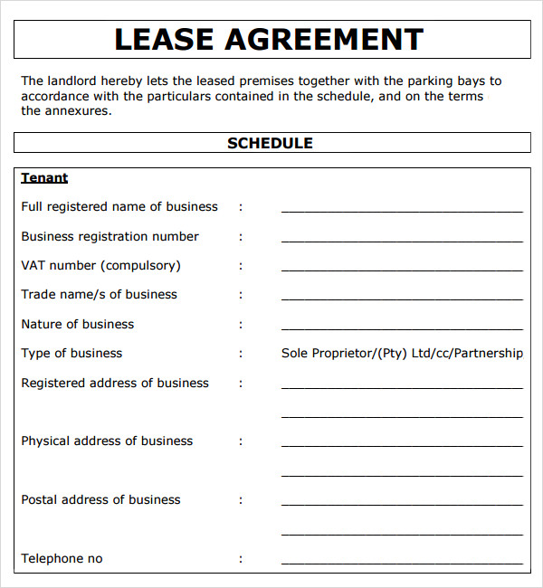 Lease Agreement Ms Word