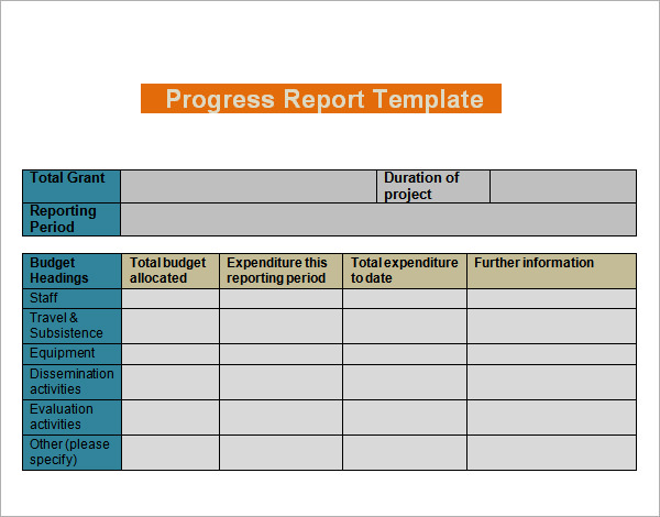Free Progress Report Templates Elementary