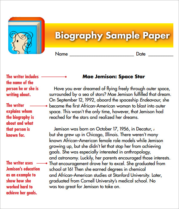 Simple Biography Example For Students