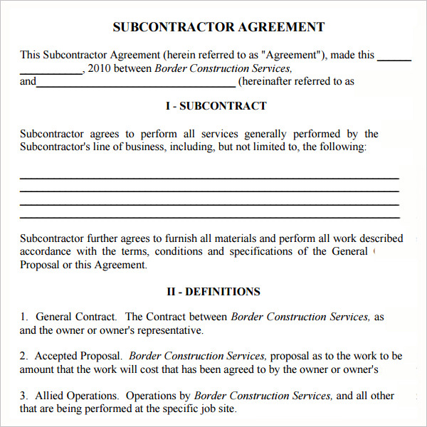 Subcontractor Agreement 13+ Free PDF , Doc Download