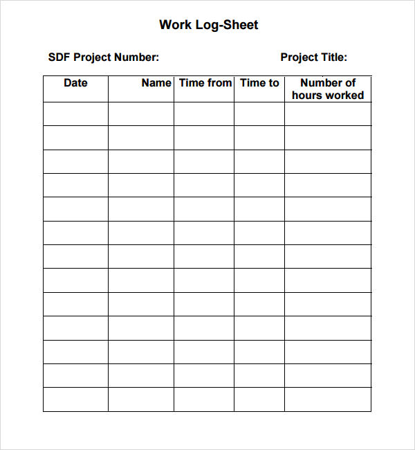 Work Log Template 5 Free PDF Doc Download