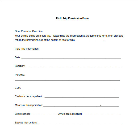 Permission Slip Template 14+ Download Free Documents in PDF , Doc