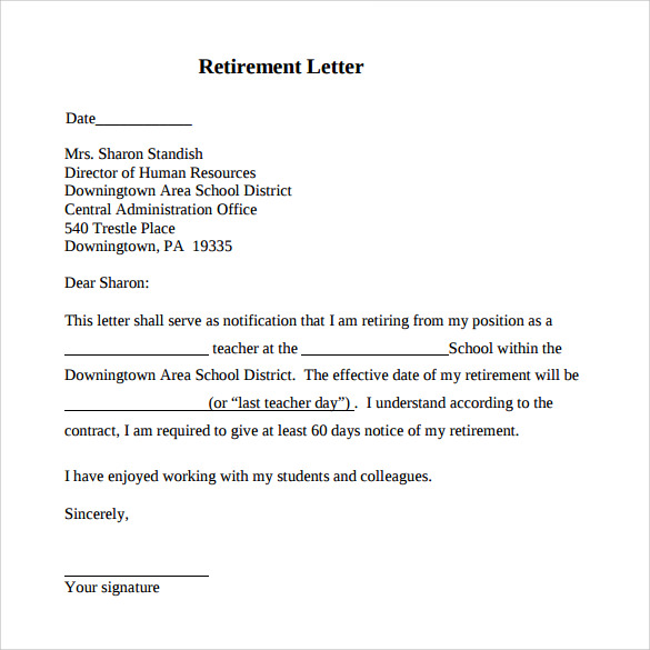 Cover letter retiree