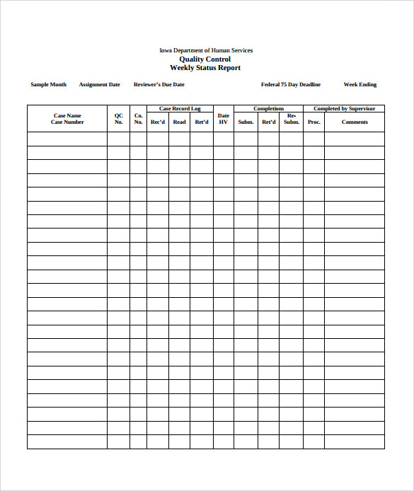 Weekly Status Report Template 9  Download Free Documents in Word PDF