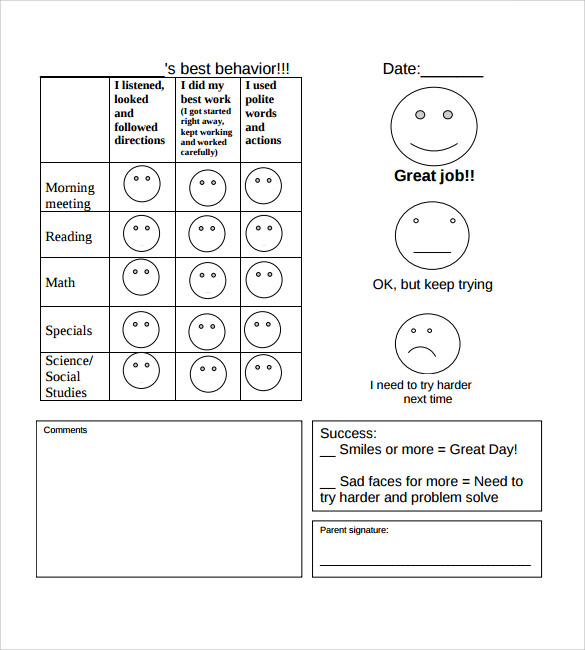 Behaviour Report Template