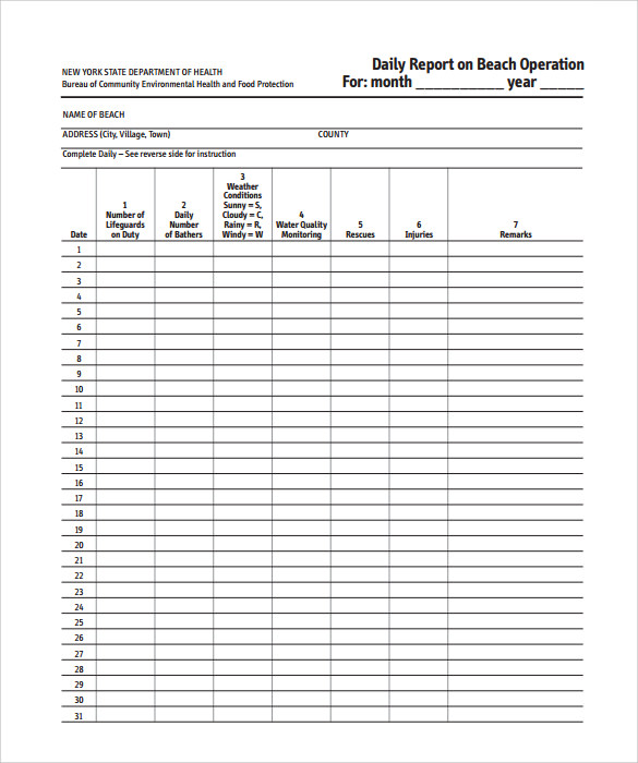 Daily Occurrence Book Template