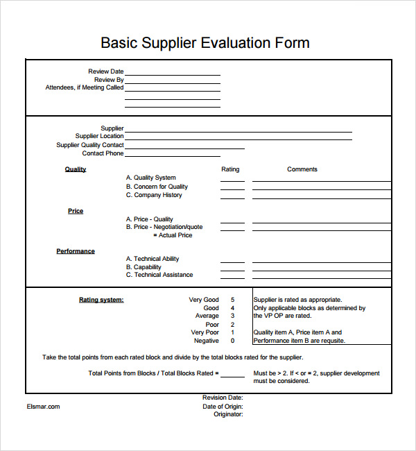 Supplier Evaluation Template 8 Download Free Documents In PDF Word