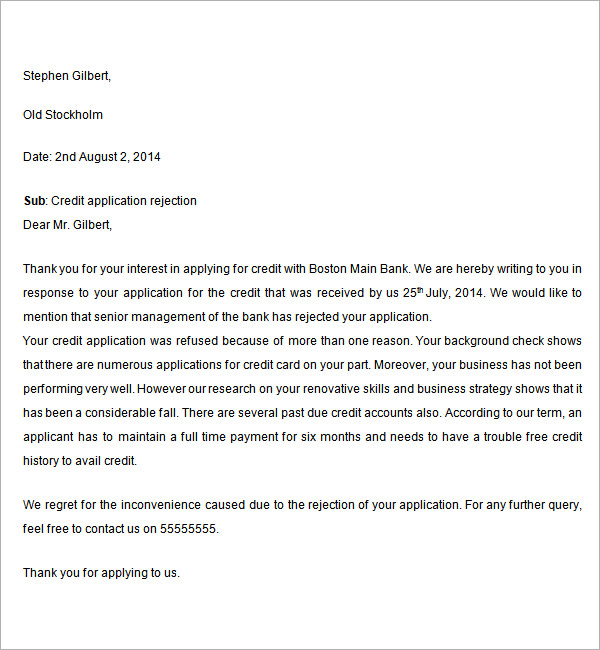 Applicant Rejection Letter Email