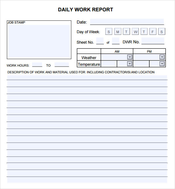 Daily Site Report Template