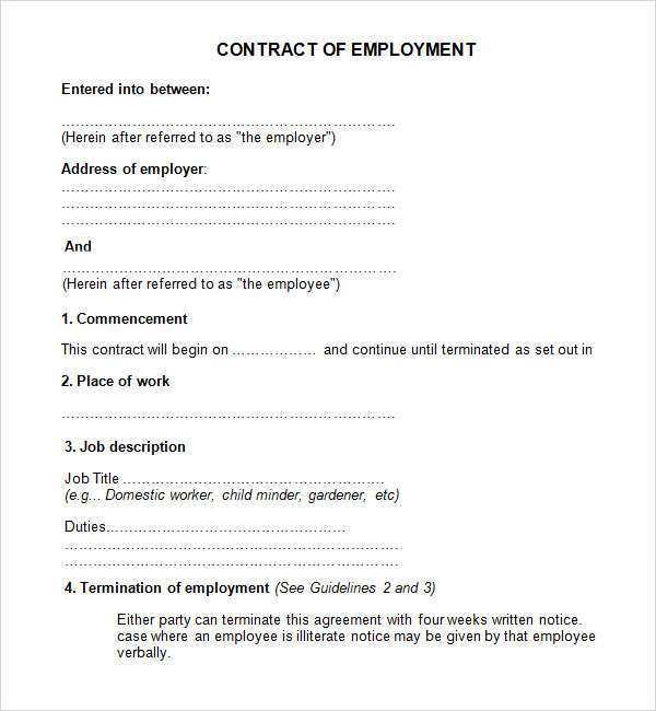 download free employment contract