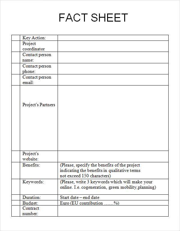 How To Make A Fact Sheet In Word