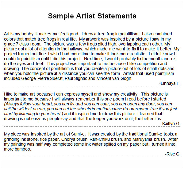 artist statement template
