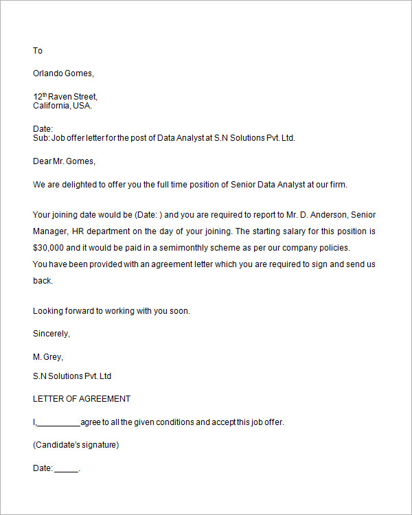 Job Offer Letter - 9+ Free Download for Word