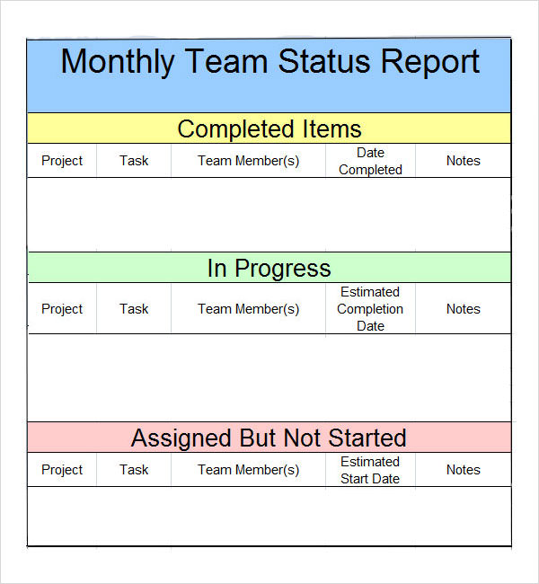 Monthly Reporting Template