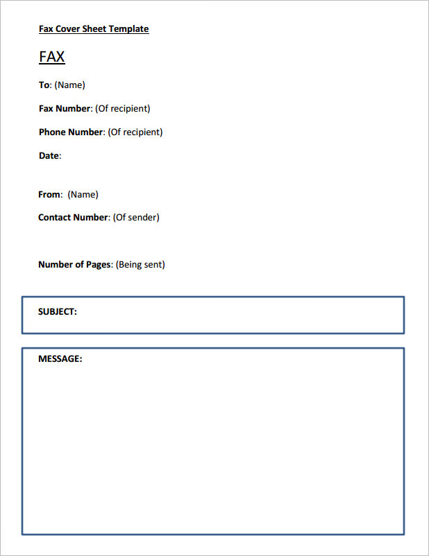 Fax Cover Sheet Template 6+ Free Download in Word, PDF