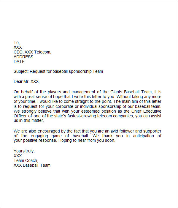 Examples Of Letter Asking For Sponsorship In Sports 52